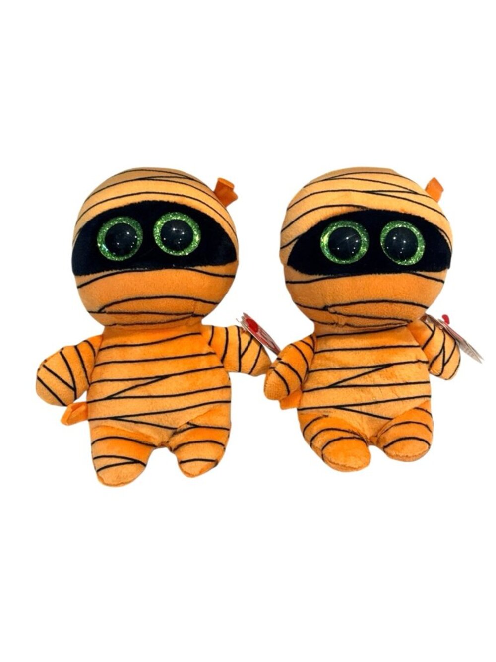 Lot of 2 Beanie Baby Boos TY Mask the Mummy Orange Toy Halloween Plush 2017 NWT